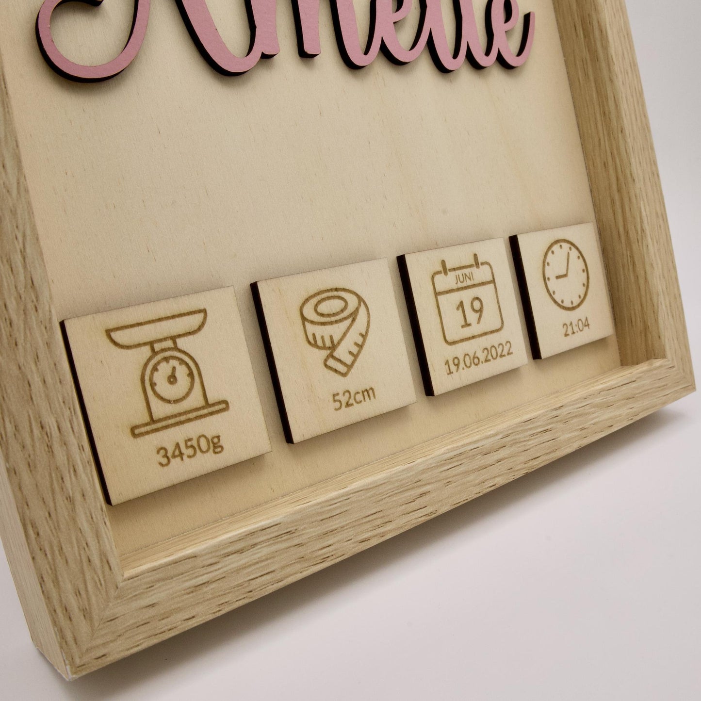 Details von einem personalisierten Geburtsgeschenk