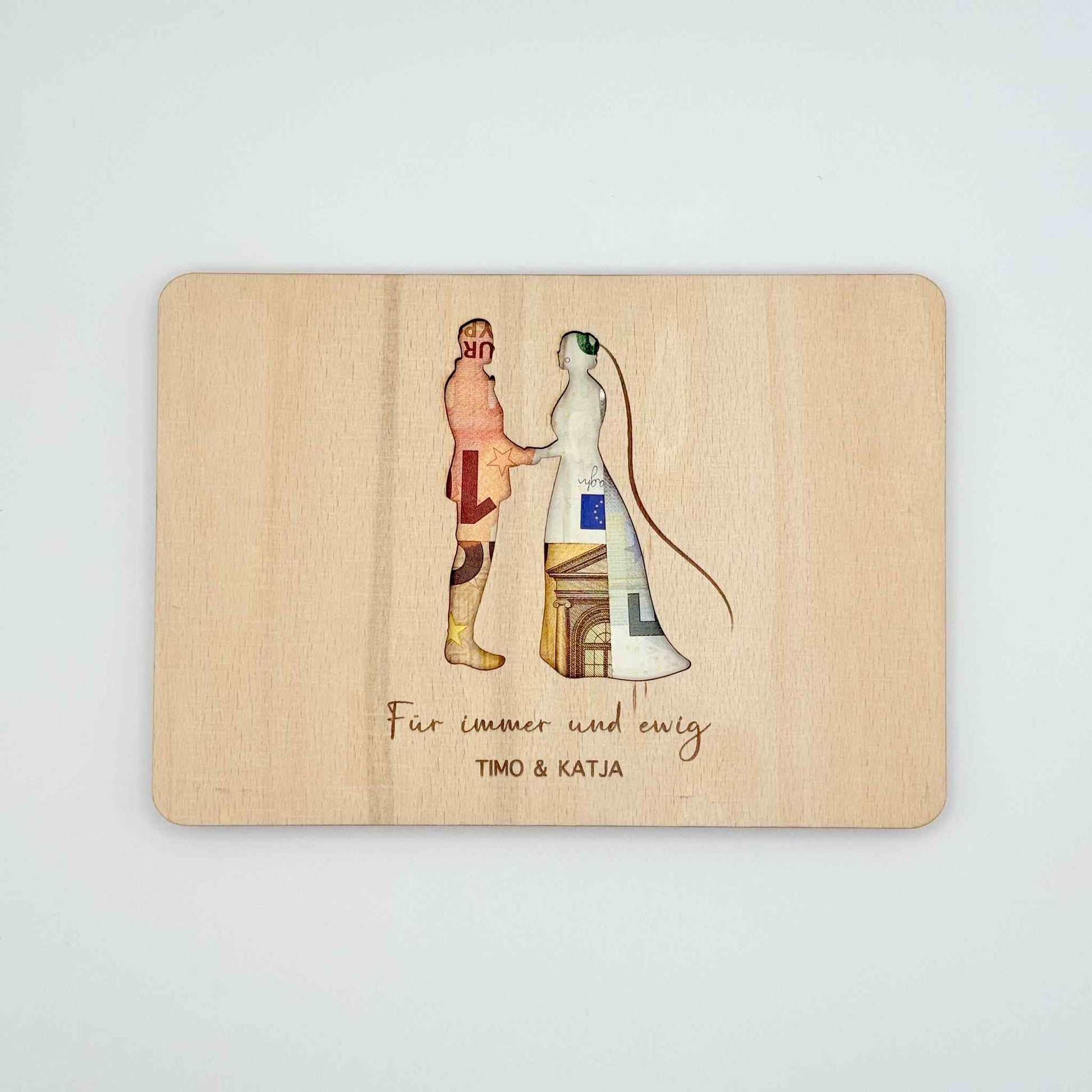 Ein ausgefallenes Geldgeschenk zur Hochzeit aus Holz.