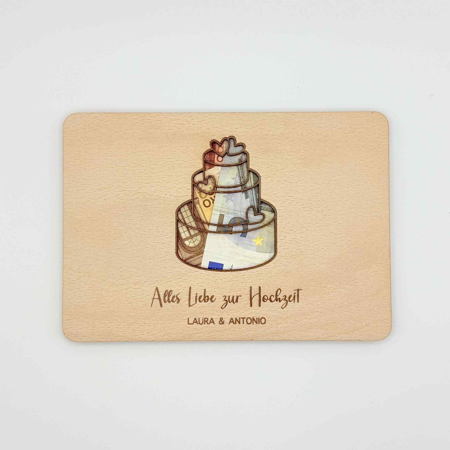 Ein Geldgeschenk zur Hochzeit mit Geldscheine drinnen