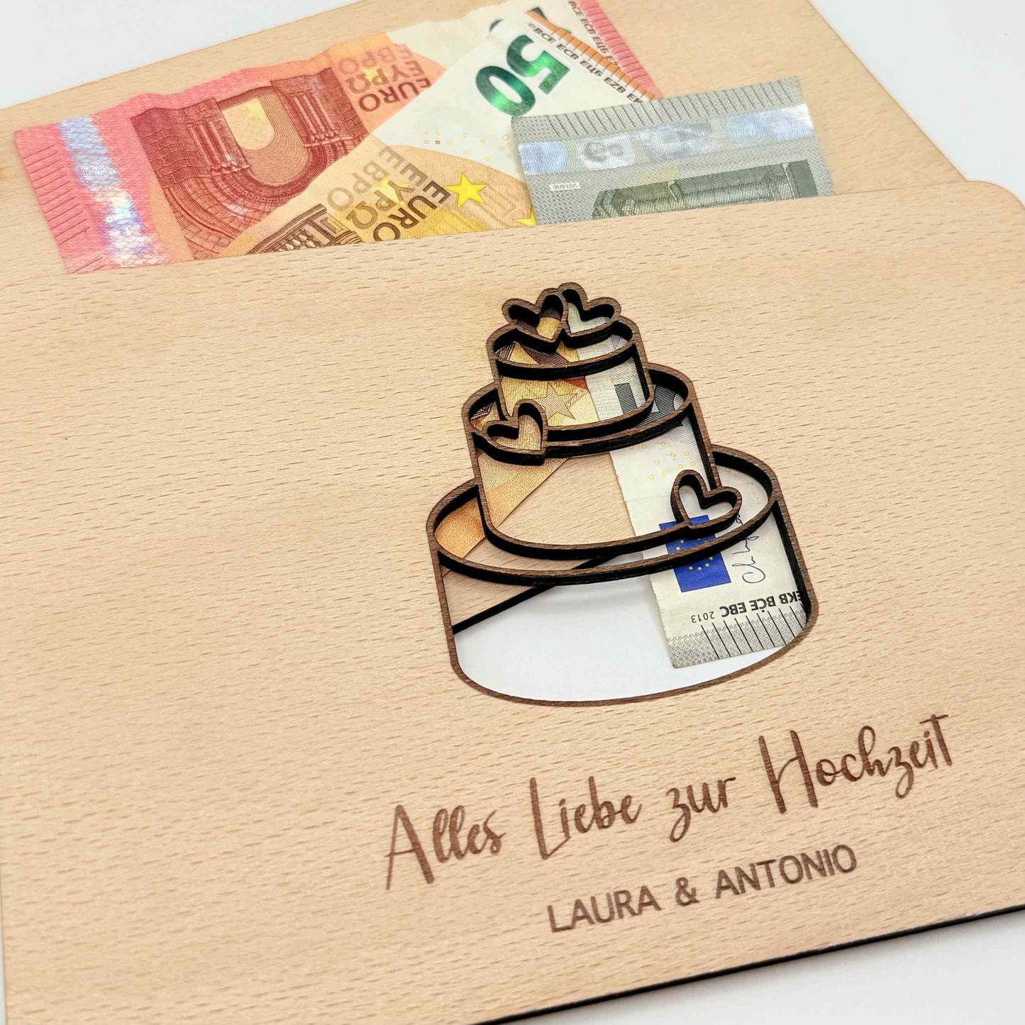Ein Geldgeschenk personalisiert mit Geldscheine