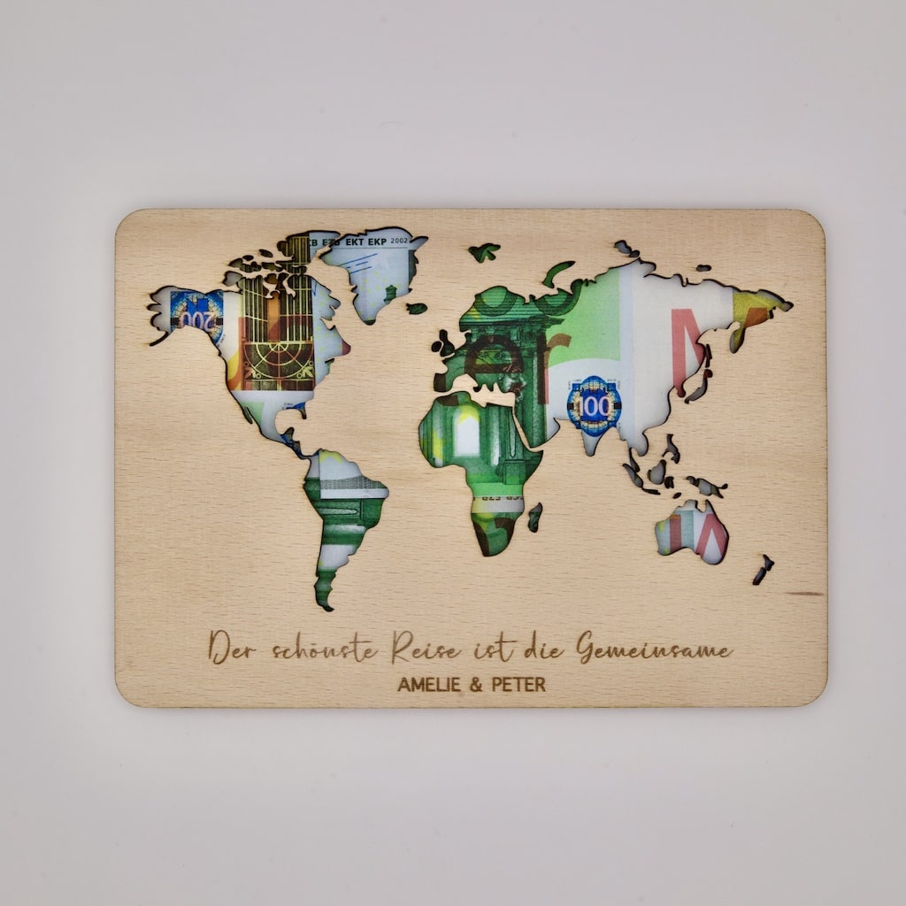 Geldgeschenk zur Hochzeit aus Holz (Buche)