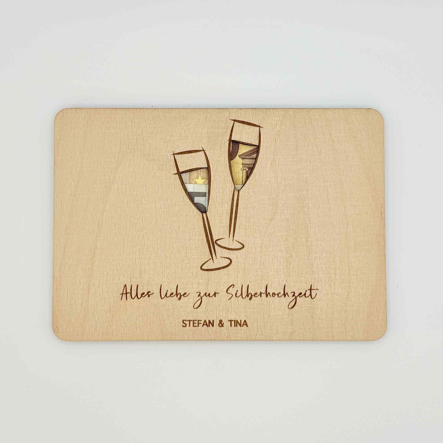 Personalisiertes Geldgeschenk zur Hochzeit mit zwei Gläsern