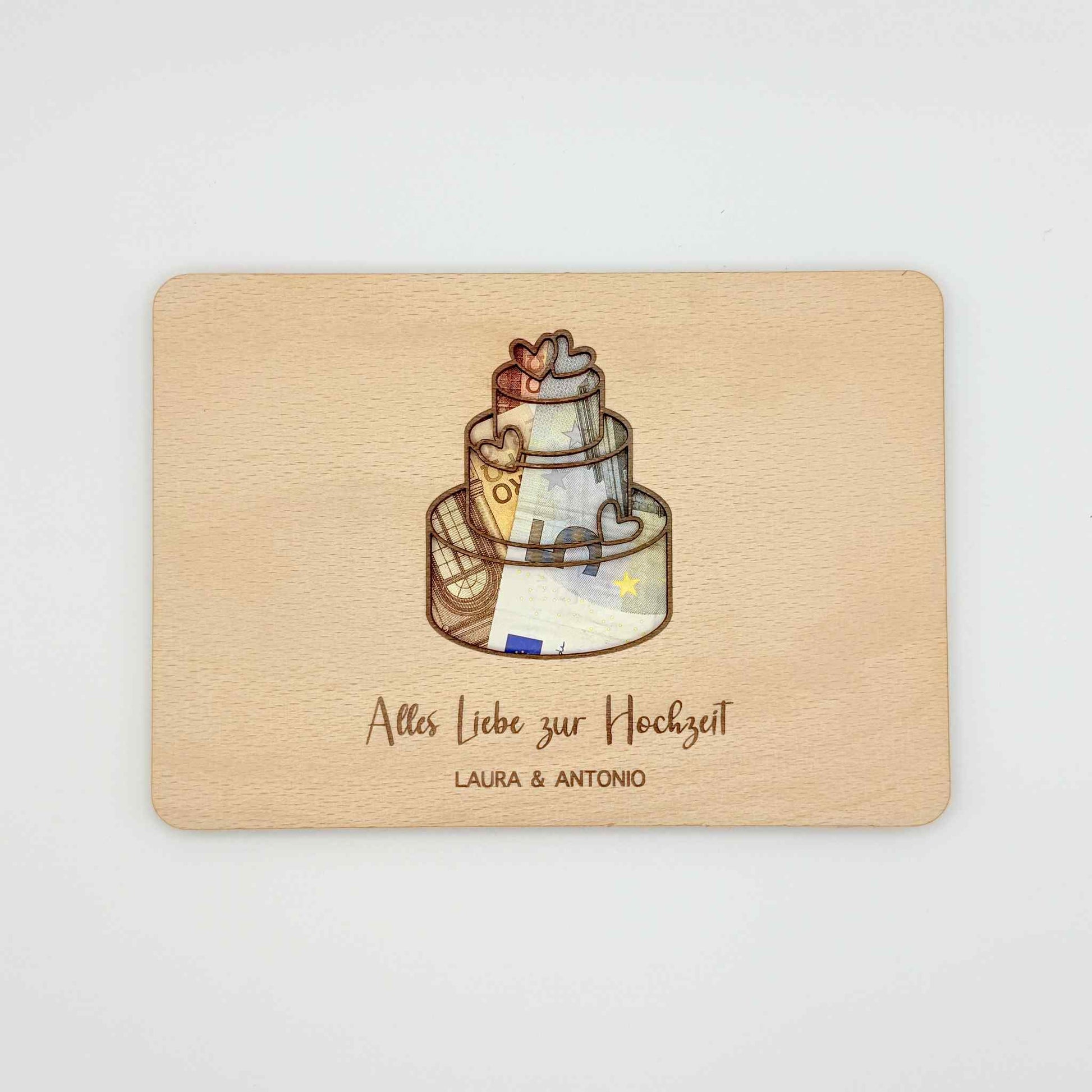 Ein Geldgeschenk zur Hochzeit mit Geldscheine drinnen