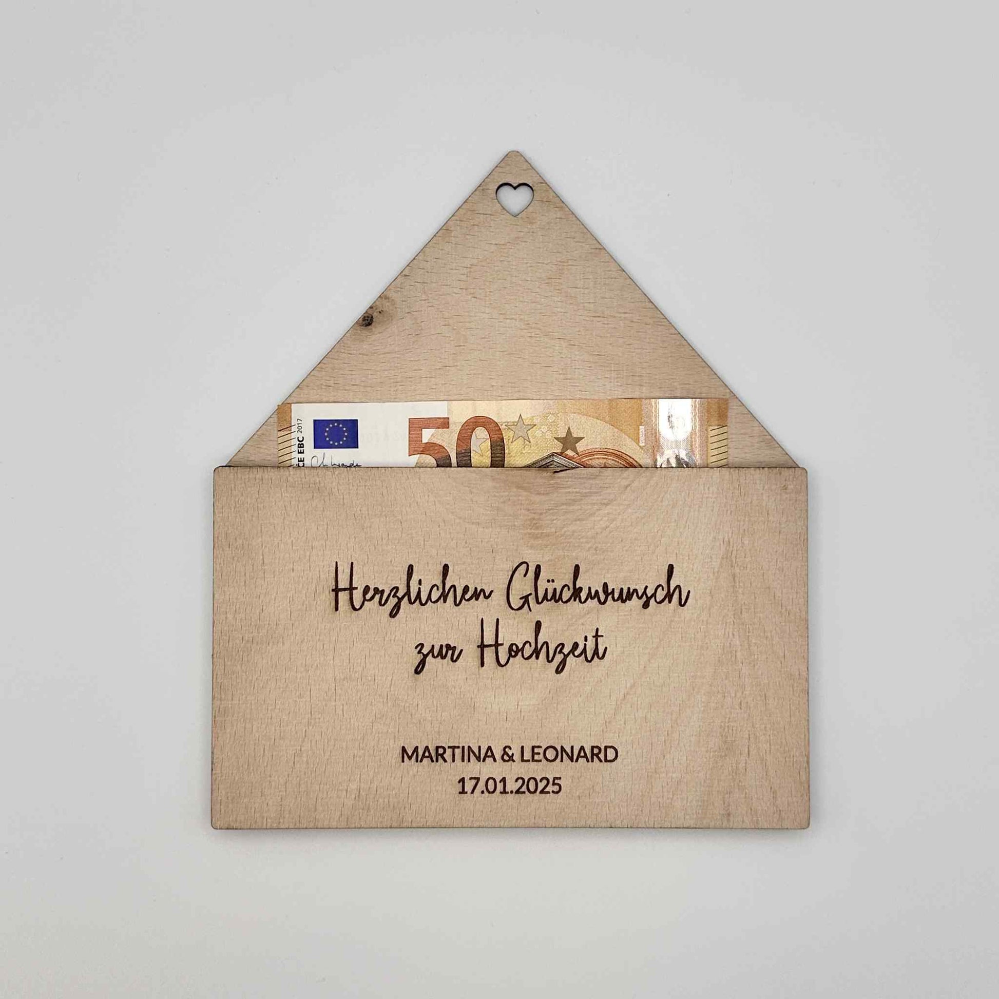 Ein originelles Geldgeschenk zur Hochzeit aus Holz.
