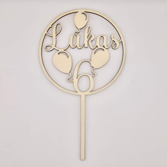 Personalisierter Cake Topper zum Geburtstag mit Alter und Name