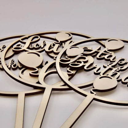 Drei verschiedene Cake Topper zum Geburtstag