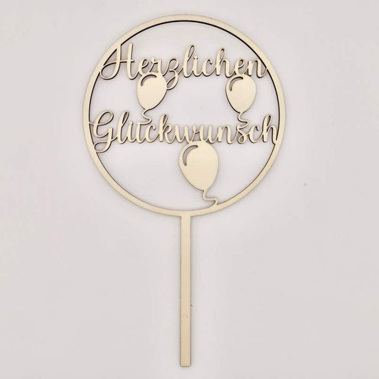 Cake Topper zum Geburtstag "Herzlichen Glückwunsch"