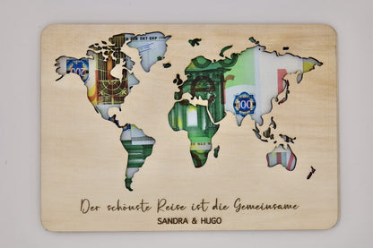 Geldgeschenk zur Hochzeit aus Holz personalisiert