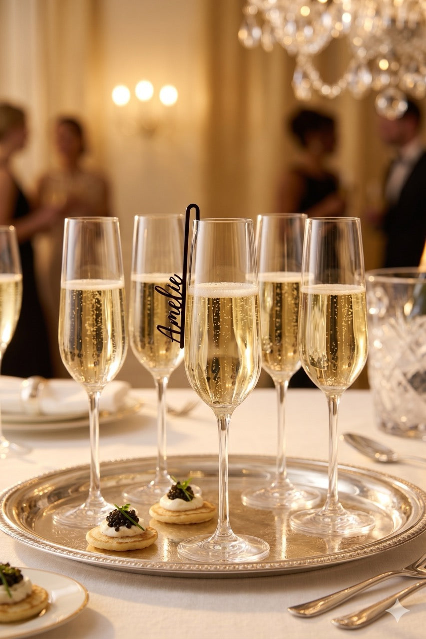 Sektempfang bei Hochzeit mit Glasmarkierer