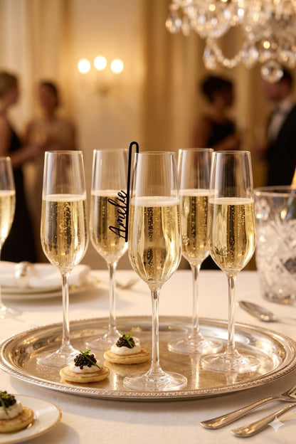 Sektempfang bei Hochzeit mit Glasmarkierer